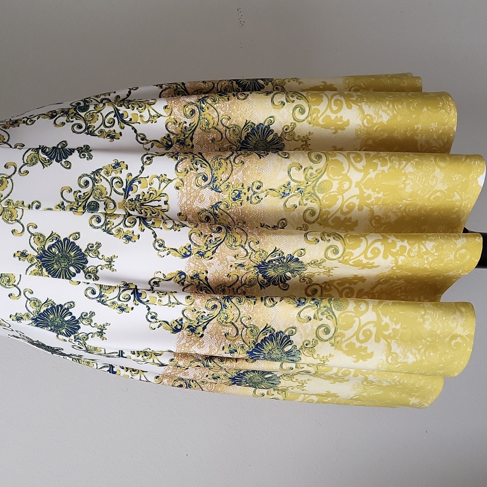 Julian Taylor Yellow & White A-line Midi Dress Size 12 - Picture 2 of 11